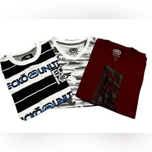 Ecko Unltd. Men’s Graphic 3 T-Shirt Bundle Size medium white black burgundy blue